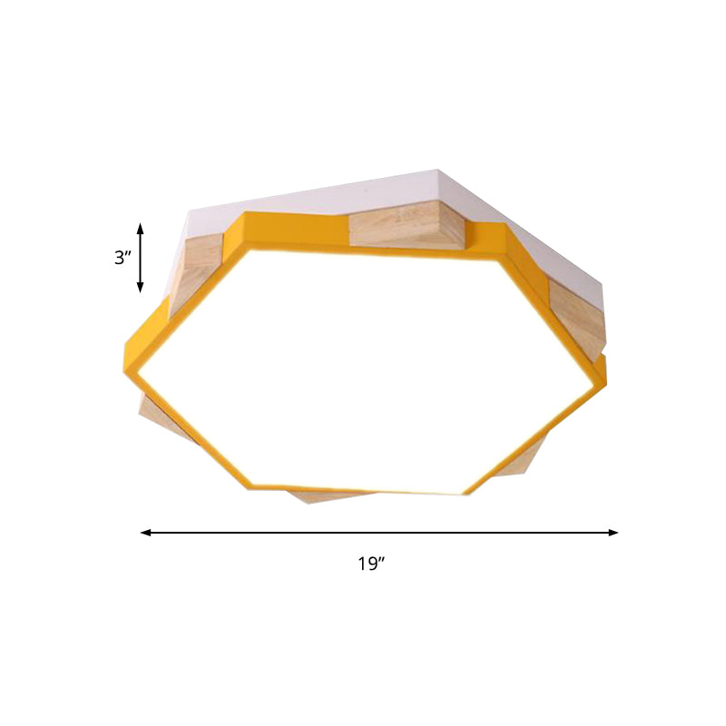 Nordic Style Pentagon Flushmount Light Acrylic Metal Ceiling Lamp for Study Room Corridor Clearhalo 'Ceiling Lights' 'Close To Ceiling Lights' 'Close to ceiling' 'Flush mount' Lighting' 194073