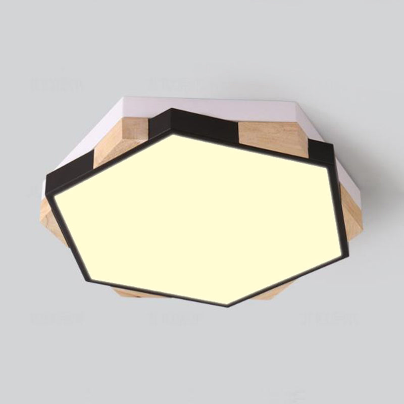 Nordic Style Pentagon Flushmount Light Acrylic Metal Ceiling Lamp for Study Room Corridor Black Warm Clearhalo 'Ceiling Lights' 'Close To Ceiling Lights' 'Close to ceiling' 'Flush mount' Lighting' 194074