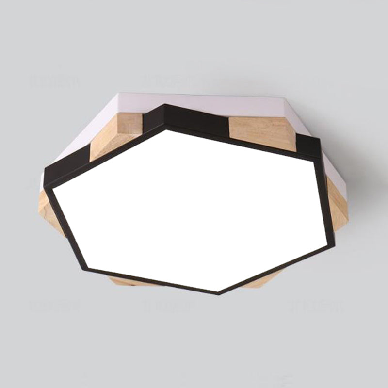 Nordic Style Pentagon Flushmount Light Acrylic Metal Ceiling Lamp for Study Room Corridor Black White Clearhalo 'Ceiling Lights' 'Close To Ceiling Lights' 'Close to ceiling' 'Flush mount' Lighting' 194075