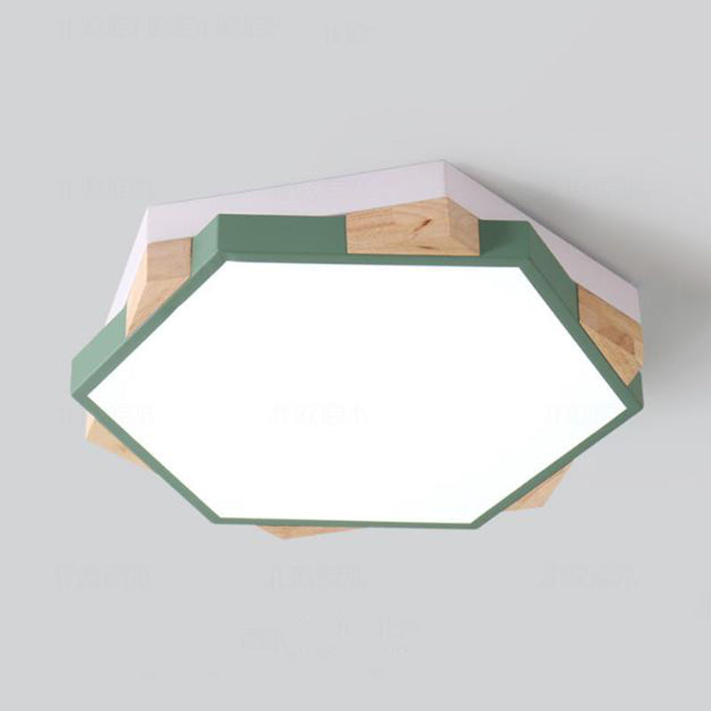 Nordic Style Pentagon Flushmount Light Acrylic Metal Ceiling Lamp for Study Room Corridor Green Clearhalo 'Ceiling Lights' 'Close To Ceiling Lights' 'Close to ceiling' 'Flush mount' Lighting' 194077