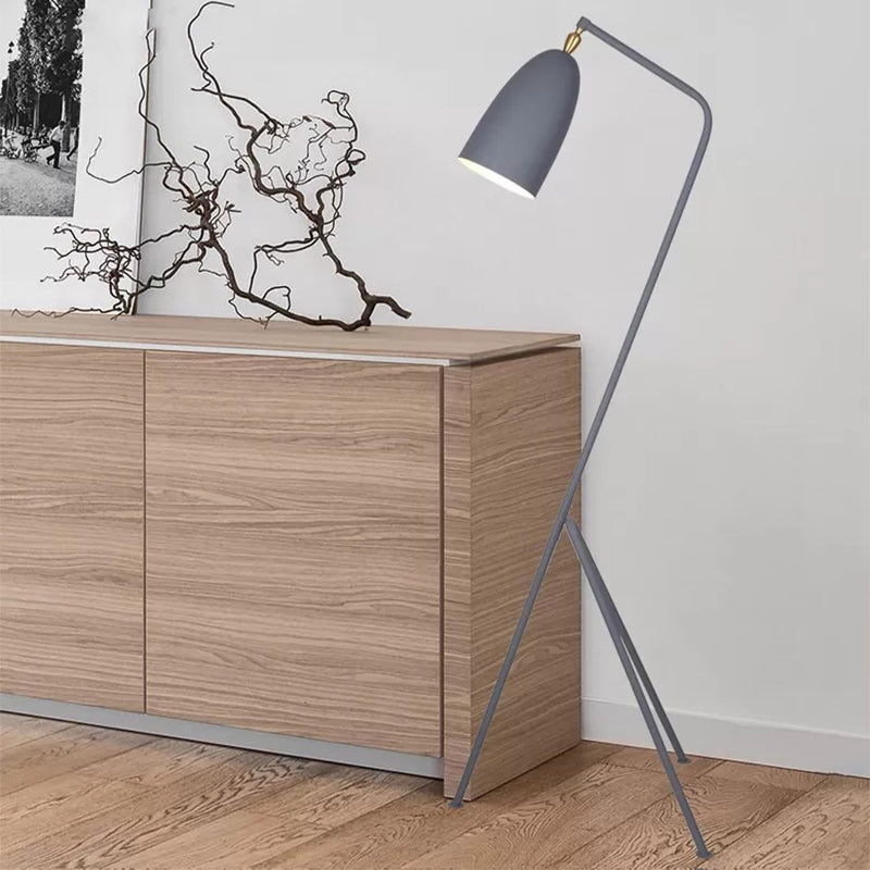 One Bulb Domed Shade Floor Light Macaron Loft Metal Floor Light with Candy Color for Meeting Room Grey Clearhalo 'Floor Lamps' 'Lamps' Lighting' 194093