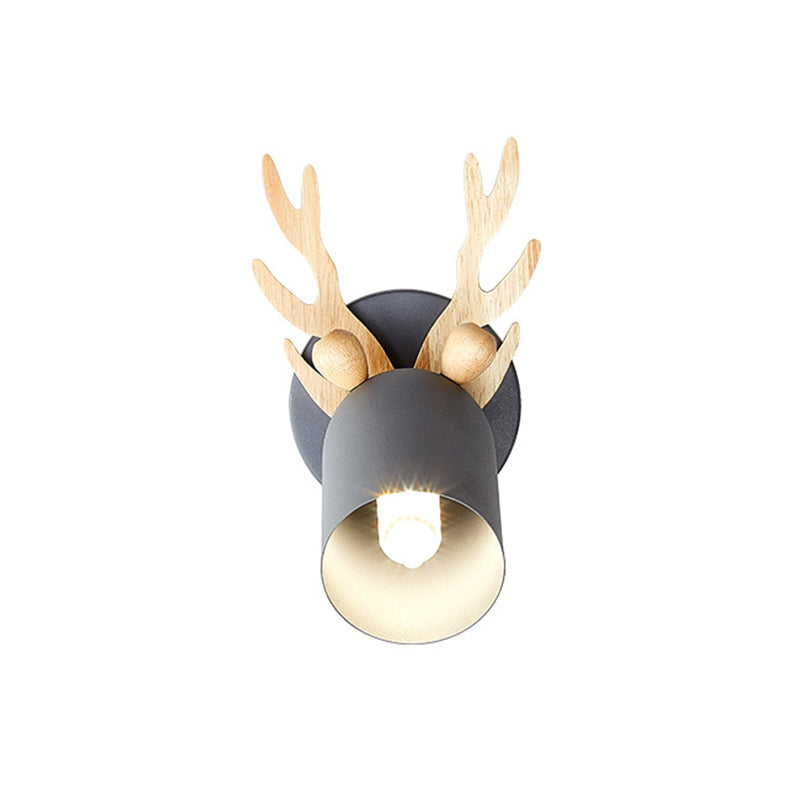 Nordic Stylish Wall Light Tapered Shade 1 Light Metal Wall Sconce with Antlers for Living Room Clearhalo 'Wall Lamps & Sconces' 'Wall Lights' Lighting' 194132