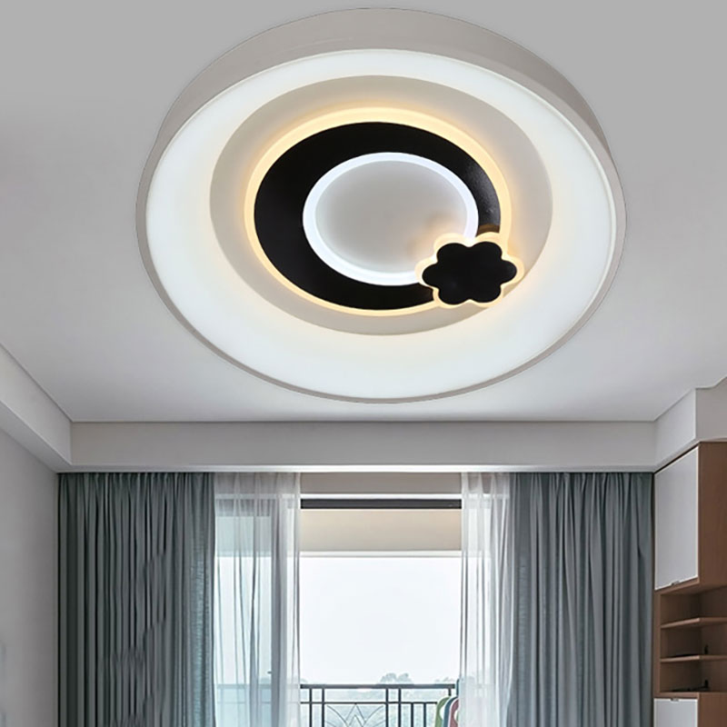 White Circular LED Flush Ceiling Light Modern Stylish Acrylic Ceiling Lamp for Kitchen Hallway White Flower Clearhalo 'Ceiling Lights' 'Close To Ceiling Lights' 'Close to ceiling' 'Flush mount' Lighting' 194248