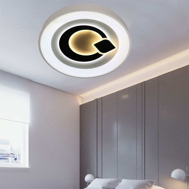 White Circular LED Flush Ceiling Light Modern Stylish Acrylic Ceiling Lamp for Kitchen Hallway White Rhombus Clearhalo 'Ceiling Lights' 'Close To Ceiling Lights' 'Close to ceiling' 'Flush mount' Lighting' 194258