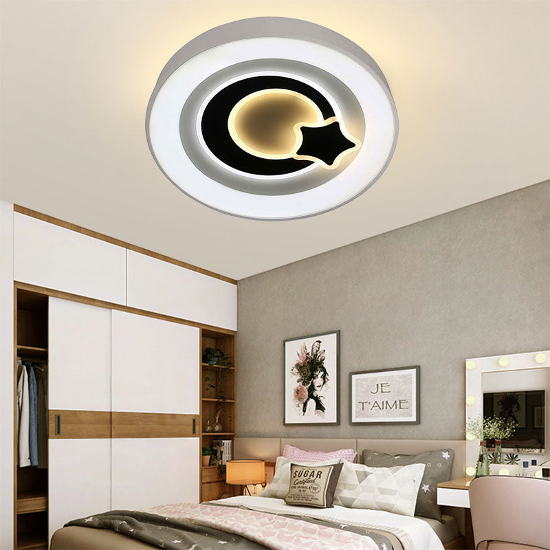 White Circular LED Flush Ceiling Light Modern Stylish Acrylic Ceiling Lamp for Kitchen Hallway White Star Clearhalo 'Ceiling Lights' 'Close To Ceiling Lights' 'Close to ceiling' 'Flush mount' Lighting' 194261