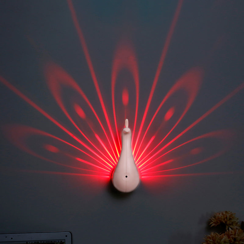 Creative Animal Peacock Night Light Energy Saving LED Wall Light for Hallway Child Bedroom White Clearhalo 'Night Lights' 'Wall Lights' Lighting' 194275