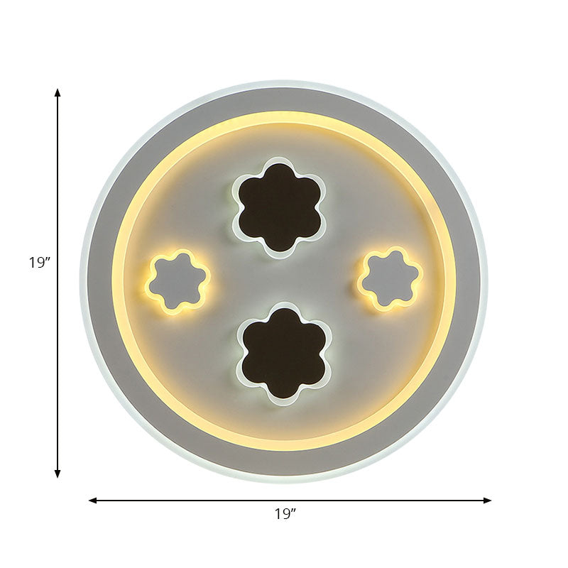 Round LED Flush Mount Light Art Acrylic Ceiling Lamp in White Finish for Adult Bedroom Clearhalo 'Ceiling Lights' 'Close To Ceiling Lights' 'Close to ceiling' 'Flush mount' Lighting' 194318