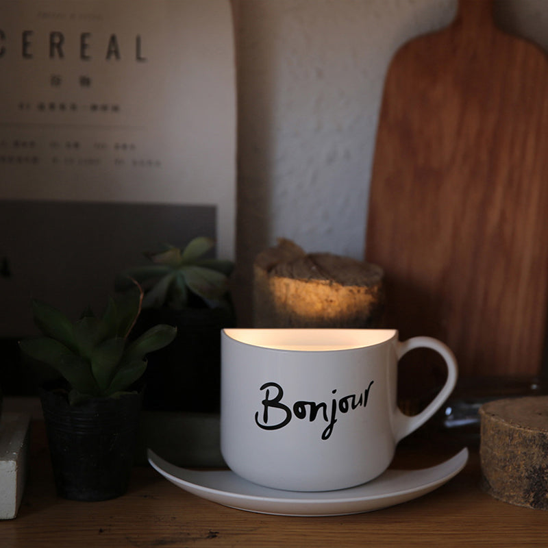 White Coffee Cup Wall Lamp Modern Lovely Metal LED Night Light in White for Cafe Clearhalo 'Night Lights' 'Wall Lights' Lighting' 194351