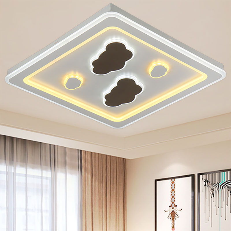 Square Living Room Ceiling Mount Light Acrylic Modern Stylish Ceiling Lamp in White White Cloud Clearhalo 'Ceiling Lights' 'Close To Ceiling Lights' 'Close to ceiling' 'Flush mount' Lighting' 194357