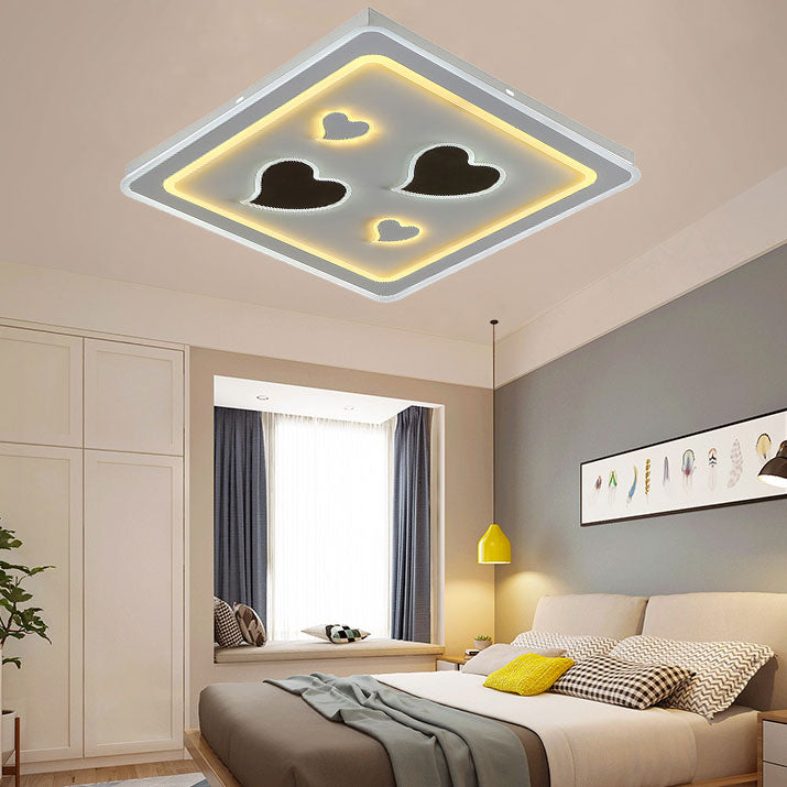Square Living Room Ceiling Mount Light Acrylic Modern Stylish Ceiling Lamp in White White Loving Heart Clearhalo 'Ceiling Lights' 'Close To Ceiling Lights' 'Close to ceiling' 'Flush mount' Lighting' 194361