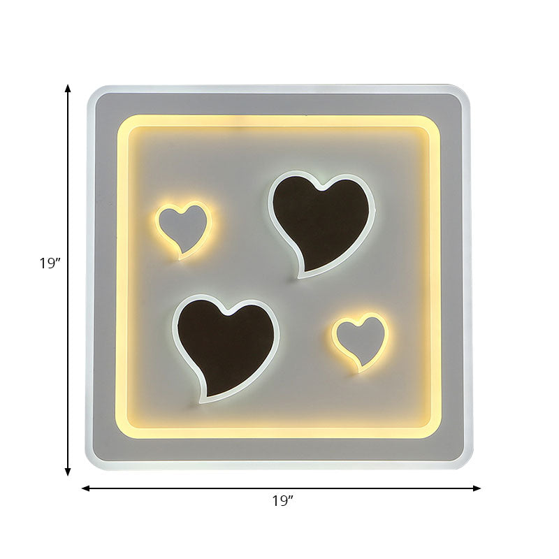 Square Living Room Ceiling Mount Light Acrylic Modern Stylish Ceiling Lamp in White Clearhalo 'Ceiling Lights' 'Close To Ceiling Lights' 'Close to ceiling' 'Flush mount' Lighting' 194363