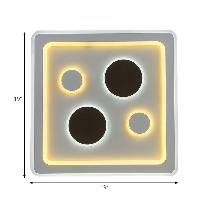 Square Living Room Ceiling Mount Light Acrylic Modern Stylish Ceiling Lamp in White Clearhalo 'Ceiling Lights' 'Close To Ceiling Lights' 'Close to ceiling' 'Flush mount' Lighting' 194366