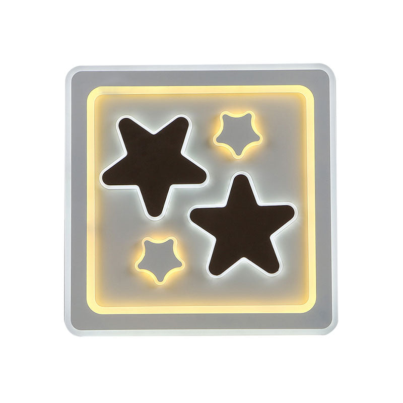 Square Living Room Ceiling Mount Light Acrylic Modern Stylish Ceiling Lamp in White Clearhalo 'Ceiling Lights' 'Close To Ceiling Lights' 'Close to ceiling' 'Flush mount' Lighting' 194368