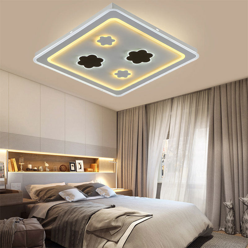 Square Living Room Ceiling Mount Light Acrylic Modern Stylish Ceiling Lamp in White White Flower Clearhalo 'Ceiling Lights' 'Close To Ceiling Lights' 'Close to ceiling' 'Flush mount' Lighting' 194370