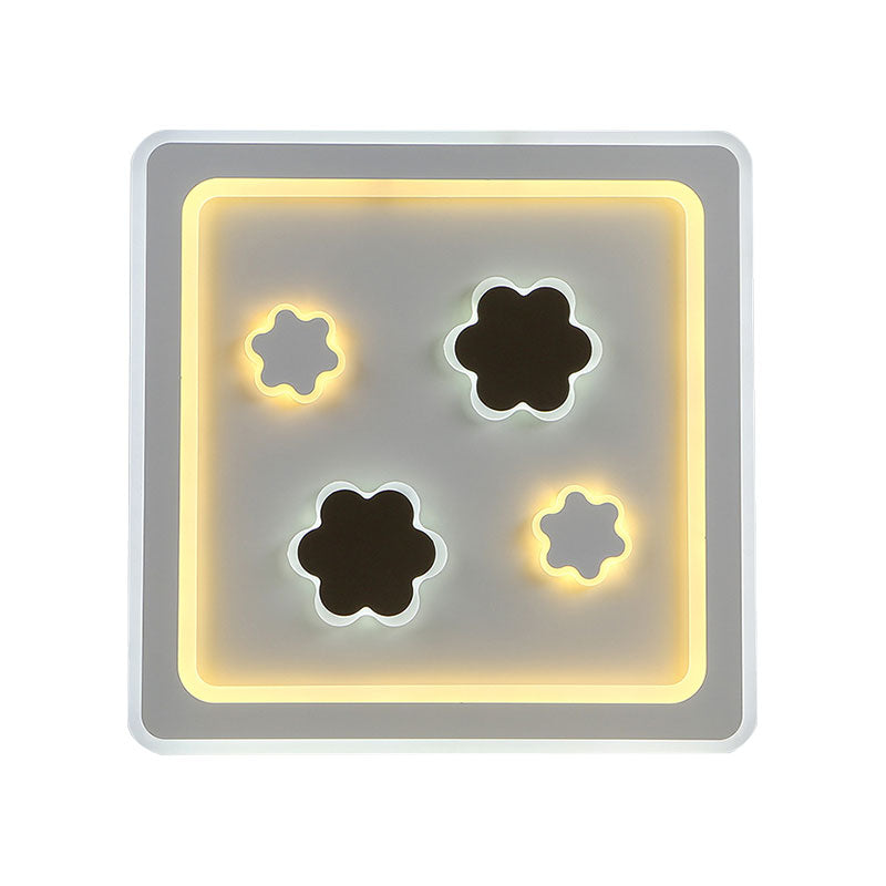 Square Living Room Ceiling Mount Light Acrylic Modern Stylish Ceiling Lamp in White Clearhalo 'Ceiling Lights' 'Close To Ceiling Lights' 'Close to ceiling' 'Flush mount' Lighting' 194371