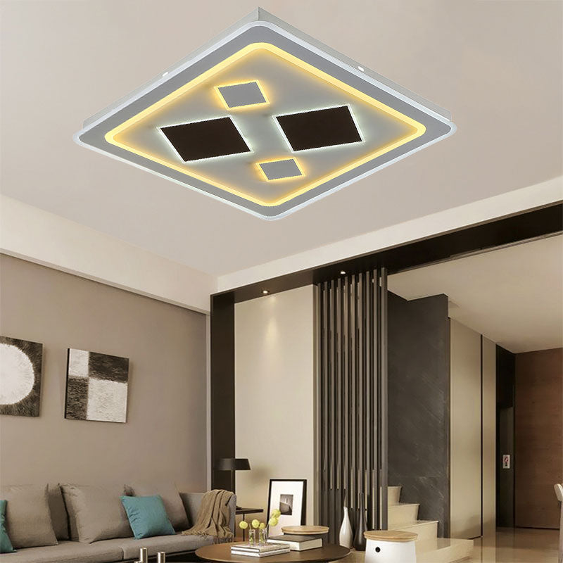 Square Living Room Ceiling Mount Light Acrylic Modern Stylish Ceiling Lamp in White White Square Clearhalo 'Ceiling Lights' 'Close To Ceiling Lights' 'Close to ceiling' 'Flush mount' Lighting' 194373