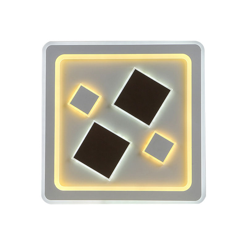 Square Living Room Ceiling Mount Light Acrylic Modern Stylish Ceiling Lamp in White Clearhalo 'Ceiling Lights' 'Close To Ceiling Lights' 'Close to ceiling' 'Flush mount' Lighting' 194374