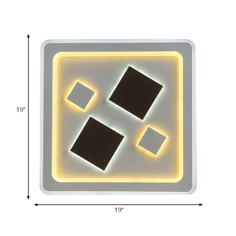 Square Living Room Ceiling Mount Light Acrylic Modern Stylish Ceiling Lamp in White Clearhalo 'Ceiling Lights' 'Close To Ceiling Lights' 'Close to ceiling' 'Flush mount' Lighting' 194375