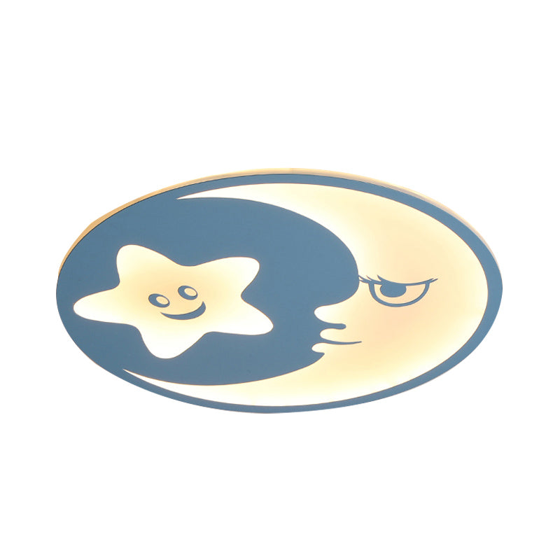 Smiling Moon & Star Ceiling Light Cartoon Acrylic LED Flush Mount Light in Blue for Child Bedroom Clearhalo 'Ceiling Lights' 'Close To Ceiling Lights' 'Close to ceiling' 'Flush mount' Lighting' 194401