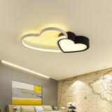 Modern 2-Heart Flush Mount Light Acrylic Black LED Ceiling Light for Study Room Black 15" Clearhalo 'Ceiling Lights' 'Close To Ceiling Lights' 'Close to ceiling' 'Flush mount' 'Industrial Flush Mount' Lighting' 194629