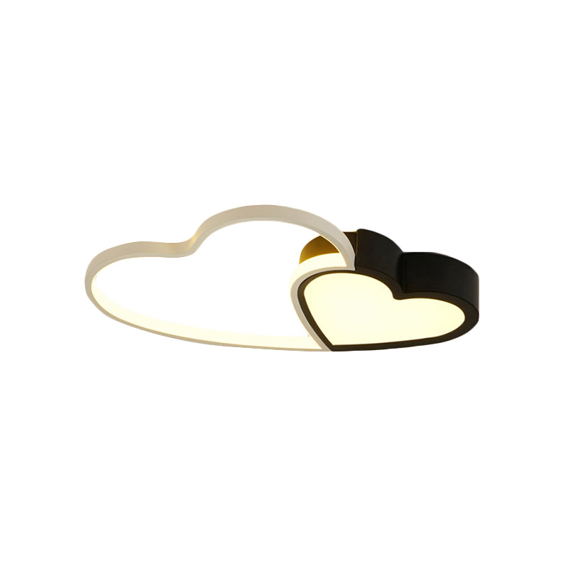 Modern 2-Heart Flush Mount Light Acrylic Black LED Ceiling Light for Study Room Clearhalo 'Ceiling Lights' 'Close To Ceiling Lights' 'Close to ceiling' 'Flush mount' 'Industrial Flush Mount' Lighting' 194630