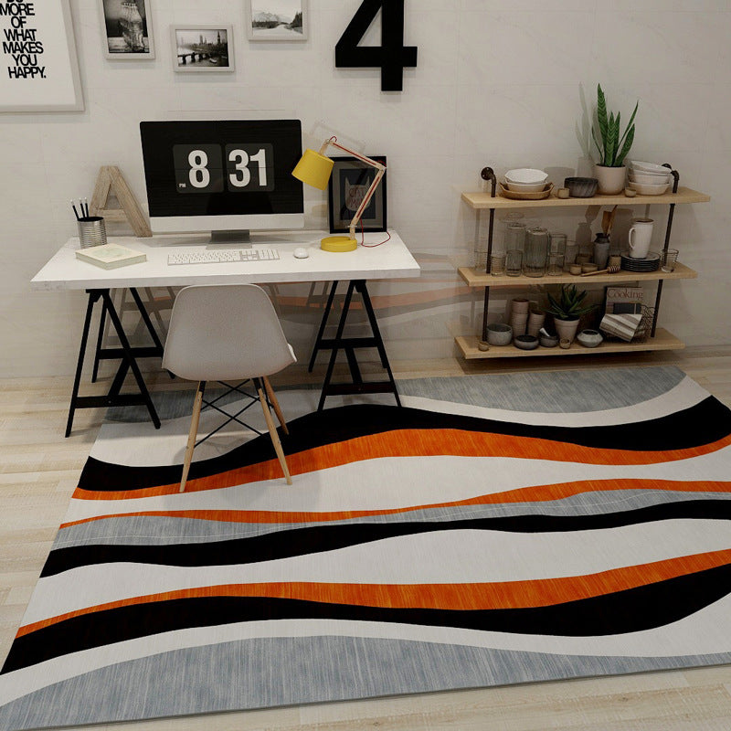 Novelty Stripe Wave Pattern Rug Colorful Polyester Carpet Washable Area Rug for Living Room Gray-Black Clearhalo 'Area Rug' 'Rug' 1946566
