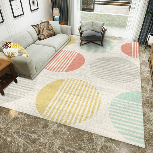 Yellow and Red Modern Rug Polyester Striped Geometric Colorblock Rug Washable Non-Slip Backing Rectangle Rug for Living Room Yellow-Pink