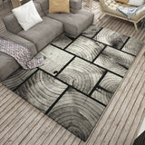 Novelty Geometry Grain Print Rug in Grey Polyester Carpet Washable Area Rug for Home Decoration Gray-Black