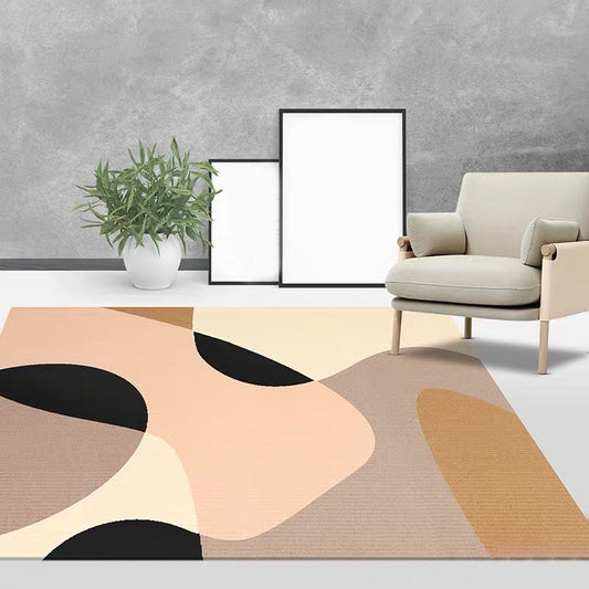 Nordic Novelty Rug Multi-Colored Color Block Print Area Rug Polyester Washable Carpet for Living Room Pink