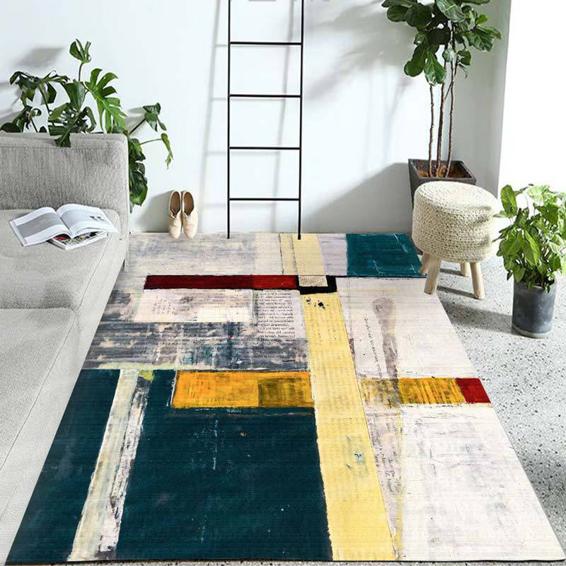 Novelty Home Decoration Rug in Blue and Ivory Color Block Cross Print Area Rug Polyester Washable Carpet Blue Clearhalo 'Area Rug' 'Rug' 1946697