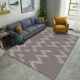Brown Living Room Rug Novelty Geometric Stripes Pattern Area Rug Polyester Washable Carpet Grape Clearhalo 'Area Rug' 'Rug' 1946752