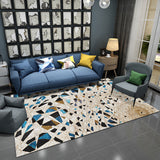 Contemporary Novelty Rug in Ivory Geometry Irregular Shape Print Area Rug Polyester Washable Carpet for Bedroom Ivory