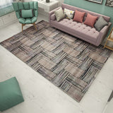 Novelty Living Room Rug in Brown Rectangle Print Rug Polyester Washable Area Rug Brown