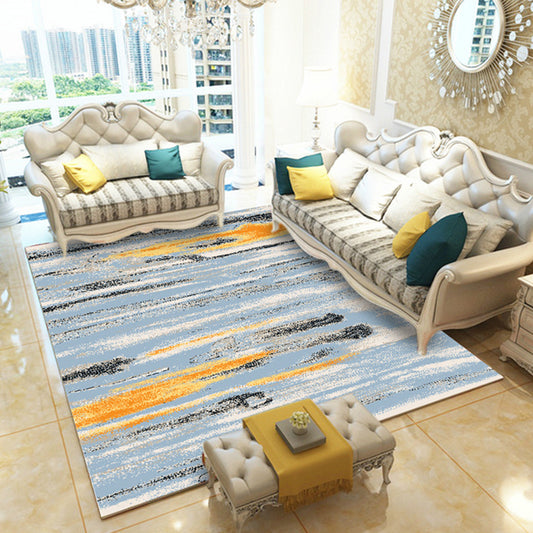 Creative Abstract Pattern Rug Grey and Blue Modern Rug Polyester Washable Non-Slip Backing Area Rug for Living Room Blue Clearhalo 'Area Rug' 'Modern' 'Rugs' Rug' 1946953