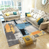 Multicolor Contemporary Rug Polyester Abstract Print Rug Machine Washable Area Rug for Living Room Blue