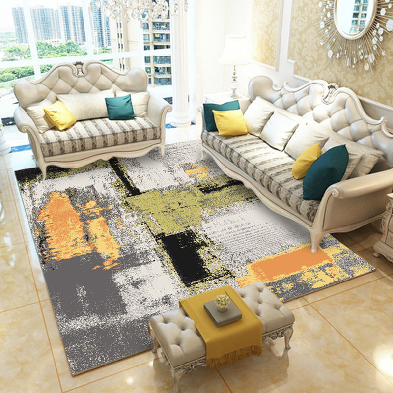 Multicolor Contemporary Rug Polyester Abstract Print Rug Machine Washable Area Rug for Living Room Yellow Clearhalo 'Area Rug' 'Modern' 'Rugs' Rug' 1946965