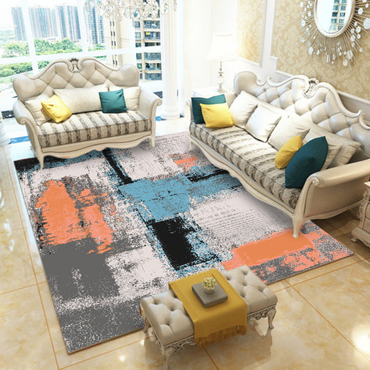 Multicolor Contemporary Rug Polyester Abstract Print Rug Machine Washable Area Rug for Living Room Orange Red Clearhalo 'Area Rug' 'Modern' 'Rugs' Rug' 1946966