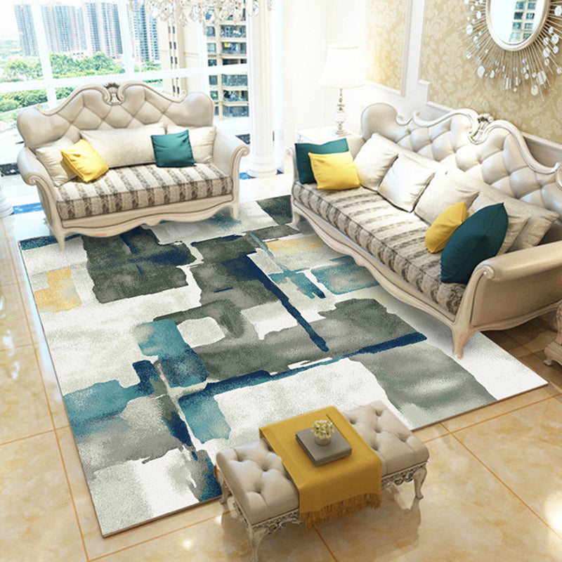 Modern Abstract Pattern Rug Grey and Green Polyester Rug Machine Washable Carpet for Bedroom Blue Clearhalo 'Area Rug' 'Modern' 'Rugs' Rug' 1946967