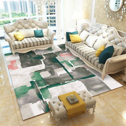 Modern Abstract Pattern Rug Grey and Green Polyester Rug Machine Washable Carpet for Bedroom Green Clearhalo 'Area Rug' 'Modern' 'Rugs' Rug' 1946972