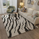 Black and White Casual Rug Polyester Striped Abstract Pattern Rug Washable Non-Slip Backing Area Rug for Living Room Black Clearhalo 'Area Rug' 'Modern' 'Rugs' Rug' 1946978