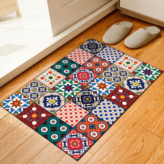 Mediterranean Moroccan Rug Multicolor Square Circle Pattern Area Rug Polyester Non-Slip Area Rug for Home Decoration Ivory Clearhalo 'Area Rug' 'Moroccan' 'Rugs' Rug' 1947009