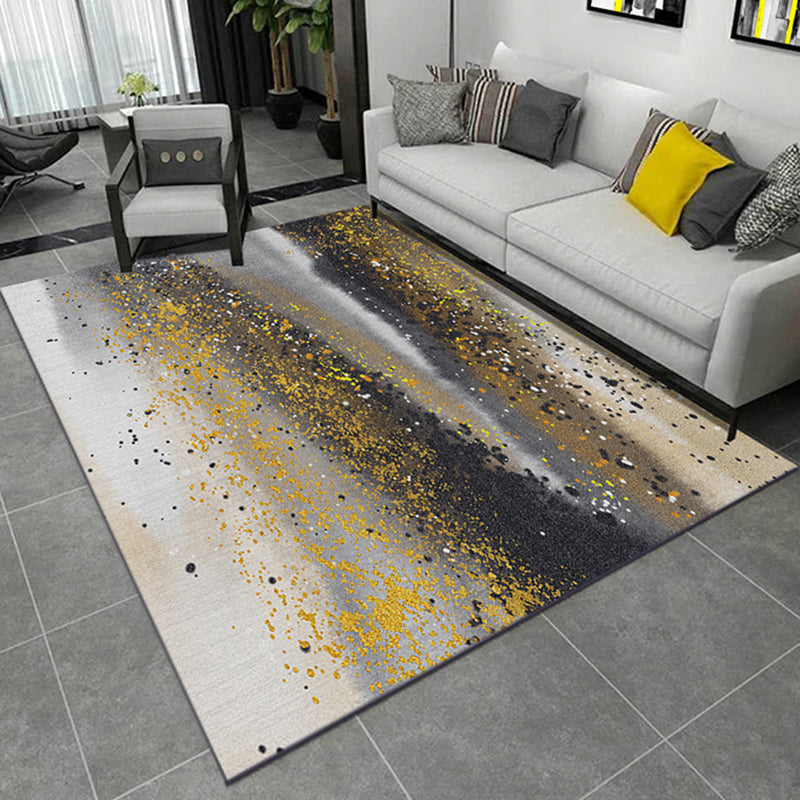 Yellow Multicolor Casual Rug Polyester Abstract Paint Splatter Print Rug Washable Area Rug for Living Room Yellow Clearhalo 'Area Rug' 'Modern' 'Rugs' Rug' 1947021