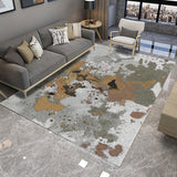 Brown and Grey Casual Rug Polyester Abstract Print Rug Washable Area Rug for Living Room Brown