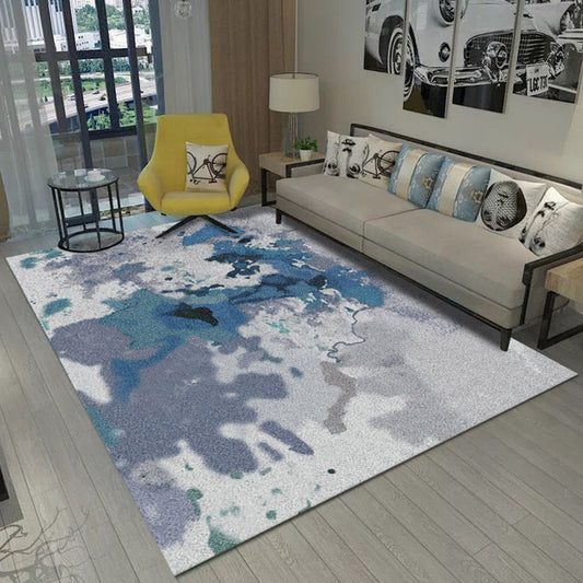 Unique Abstract Pattern Rug Gray and Blue Polyester Rug Non-Slip Backing Washable Area Rug for Bedroom Blue Clearhalo 'Area Rug' 'Modern' 'Rugs' Rug' 1947058