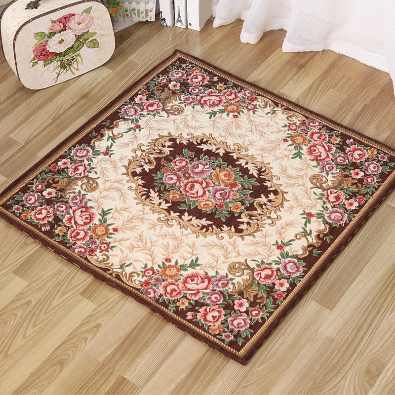Moroccan Living Room Rug in Ivory Floral Motif Pattern Carpet Acrylic Anti-Slip Machine Washable Area Rug Coffee Clearhalo 'Area Rug' 'Moroccan' 'Rugs' Rug' 1947112
