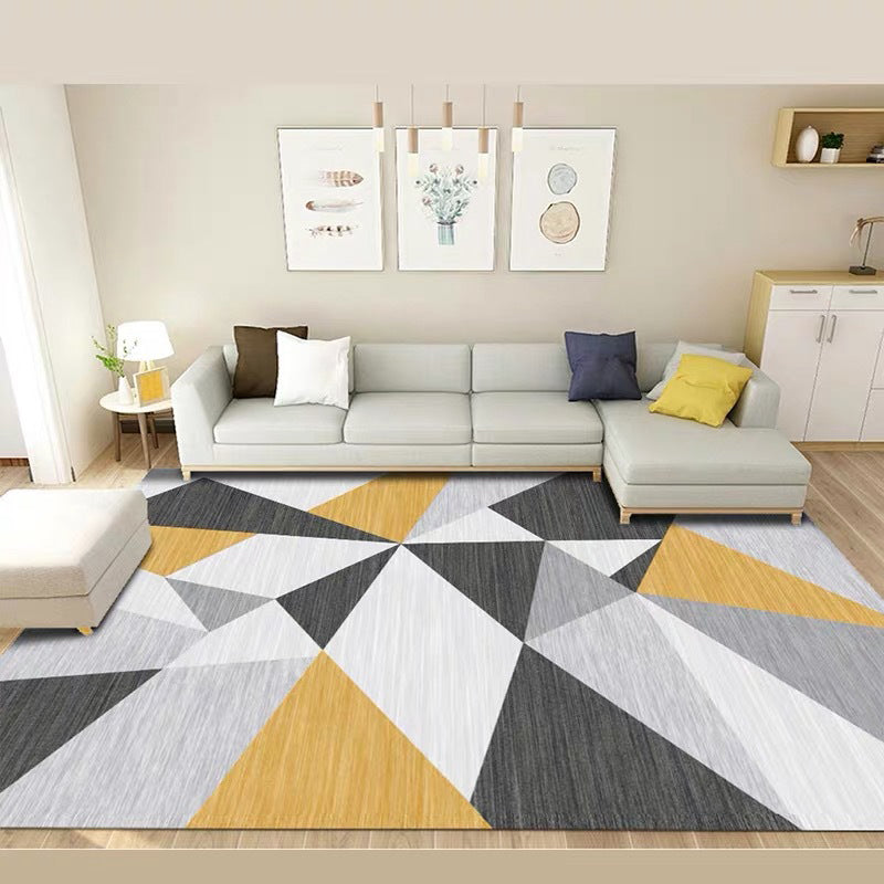Minimalist Modern Rug in Ivory Color Block Triangle Pattern Rug Polyester Anti-Slip Washable Carpet for Home Decoration Yellow Clearhalo 'Area Rug' 'Modern' 'Rugs' Rug' 1947188