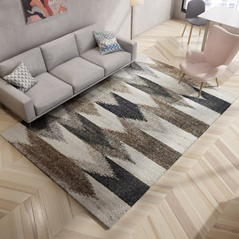 Modern Living Room Rug in Brown Abstract Triangle Circle Stripe Pattern Rug Polyester Washable Area Rug Black Clearhalo 'Area Rug' 'Modern' 'Rugs' Rug' 1947303