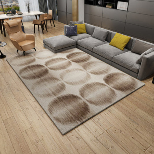 Modern Living Room Rug in Brown Abstract Triangle Circle Stripe Pattern Rug Polyester Washable Area Rug Khaki Clearhalo 'Area Rug' 'Modern' 'Rugs' Rug' 1947304