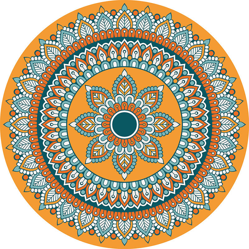 Brown and Yellow Persian Rug Flannel Floral Print Rug Washable Non-Slip Backing Carpet for Living Room Clearhalo 'Area Rug' 'Moroccan' 'Rugs' Rug' 1947351