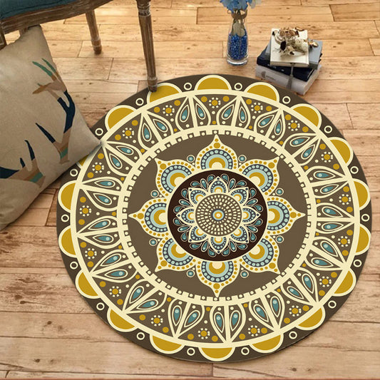 Unique Floral Pattern Rug Green and Red Mediterranean Rug Flannel Non-Slip Backing Washable Carpet for Living Room Yellow Clearhalo 'Area Rug' 'Moroccan' 'Rugs' Rug' 1947372